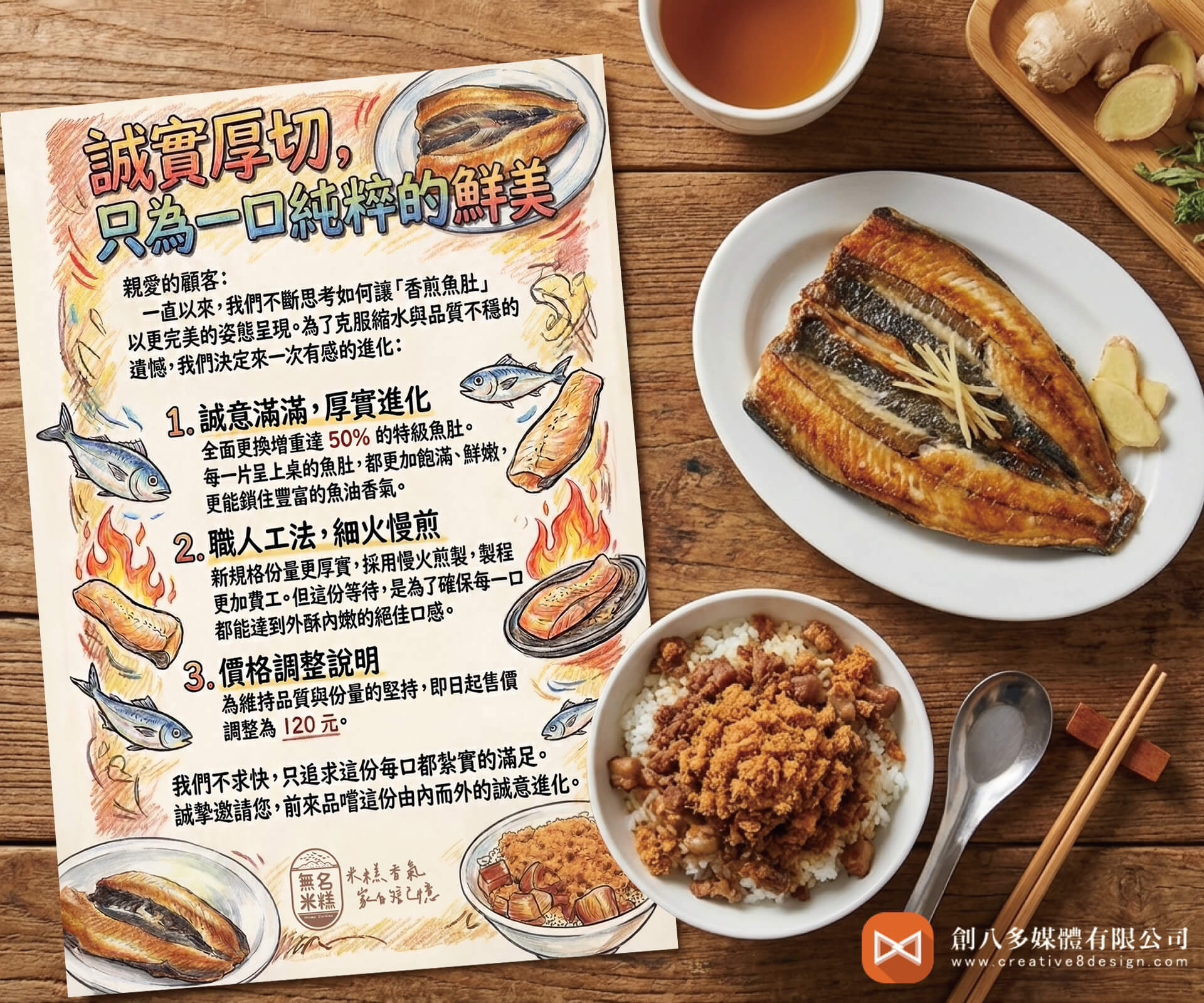 當一張DM聞得到香味：無名米糕的古早味設計，從畫筆到餐桌的故事 - 平面設計 案例